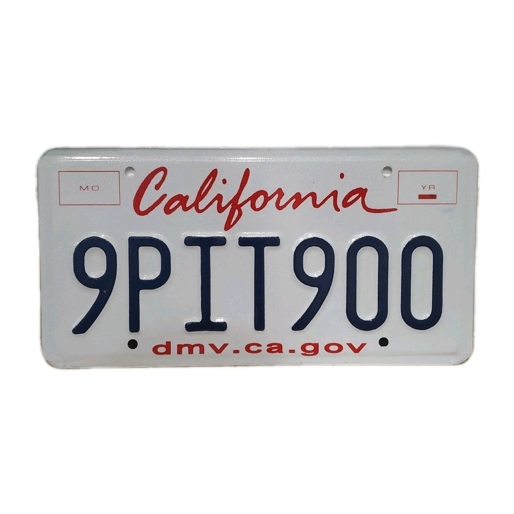 California 9PIT900 License Plate Lipstick 💄 Style No Stickers White Blue USA CA